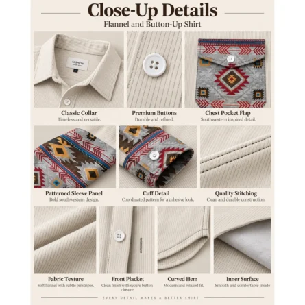 Custom Printed Pocket & Sleeves Button-Up Shirt - Image 3
