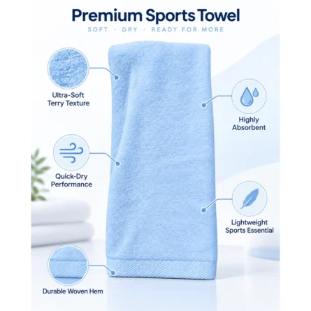 Custom Light Blue Terry Sports Towel - Image 2