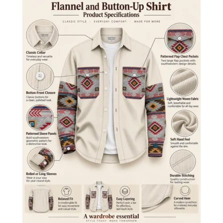 Custom Printed Pocket & Sleeves Button-Up Shirt - Image 4