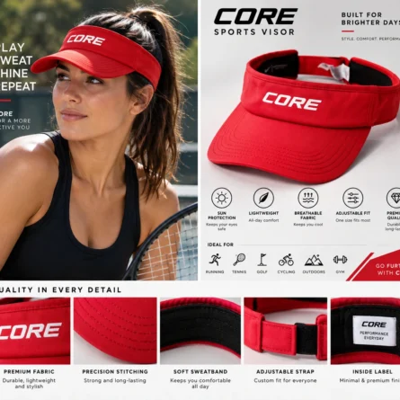 CORE Red Performance Sports Visor - Image 2