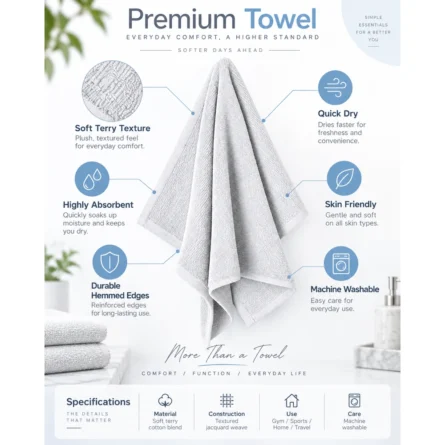 Custom White Towel Multipurpose Sports Towel. - Image 4