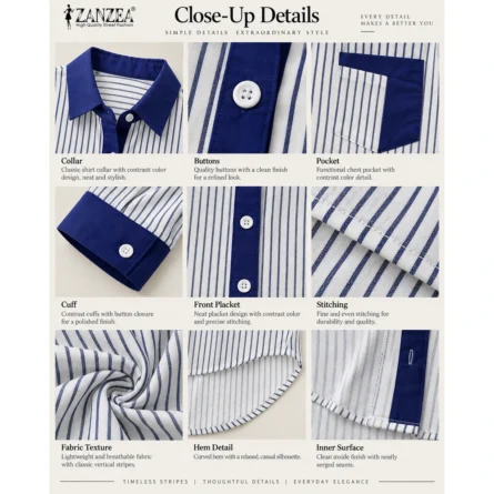 Custom Vertical Stripe Button-Up Shirt Oversized - Image 4