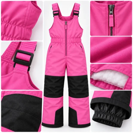 Custom Kids Pink Insulated Snow Bib - Image 4