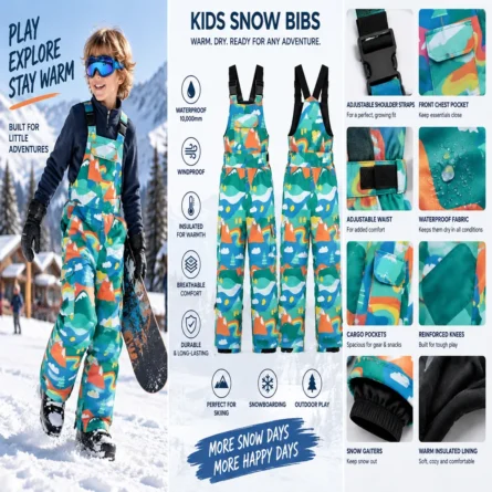 Custom Kids Print Insulated Snow Bib - Image 3