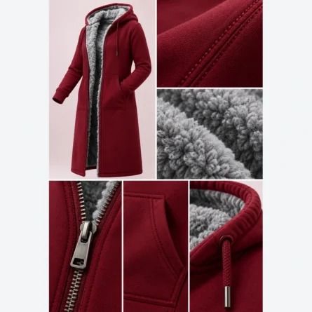 Custom Women Long Fleece-Lined Jacket - Image 3