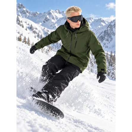 Custom Olive Green Softshell Ski & Snowboard Jacket - Image 2