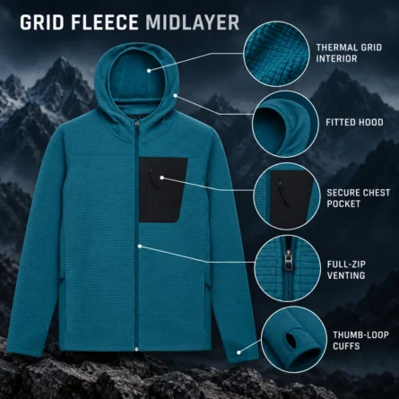 custom Thermal Grid Fleece Midlayer Jacket - Image 3