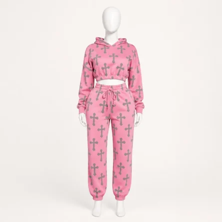Custom Women Cropped Hoodie Tracksuit