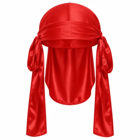 Custom Red Silky Satin Durag Long Tail