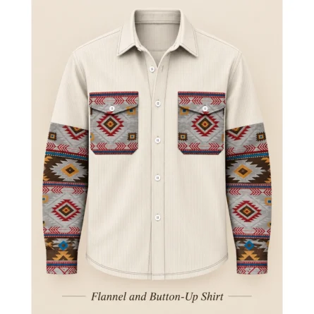 Custom Printed Pocket & Sleeves Button-Up Shirt - Image 2