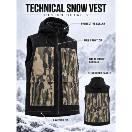 Custom Men Camo Technical Snow Vest - Image 4