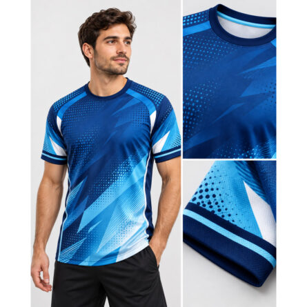 Customs Strike Blue Geometric Soccer Jersey - Image 3