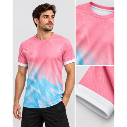 Custom Sublmiated Pink & Blue Soccer Jersey - Image 2