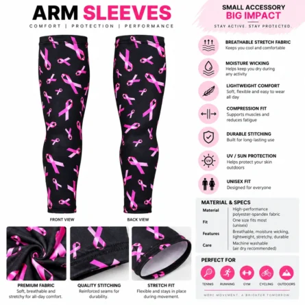 Custom Pink Ribbon Print Compression Sleeves - Image 3