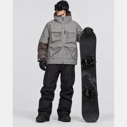 Custom Utility Grey Snowboard Hooded Multi-Pocket - Image 2