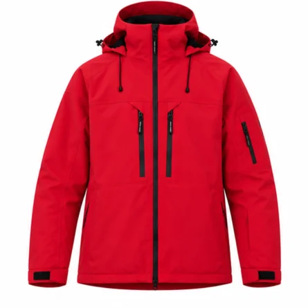 Custom Red Hooded Ski Snowboarding Jacket - Image 1