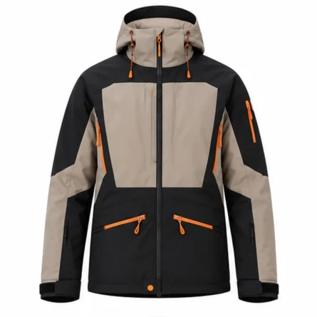 Custom Beige & Black Colorblock Ski Jacket