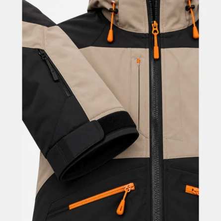 Custom Beige & Black Colorblock Ski Jacket - Image 3