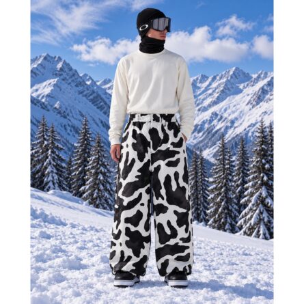 Custom Cow Print Baggy Snowboarding Pants
