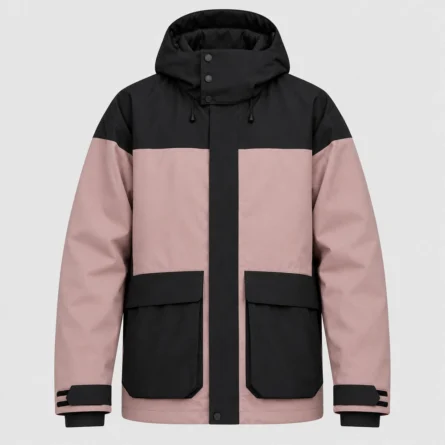 Custom Pink & Black Snowboard Jacket Utility Pockets - Image 2