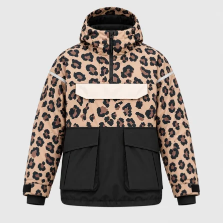 Custom Leopard Print Half-Zip Winter Ski Anorak