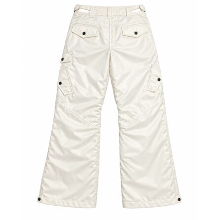 Custom White Wide-Leg Cargo Snowboarding Pants - Image 6
