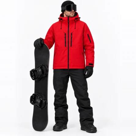 Custom Red Hooded Ski Snowboarding Jacket - Image 4