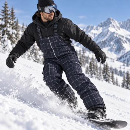 Custom Navy Blue Checkered Snow Bib - Image 3