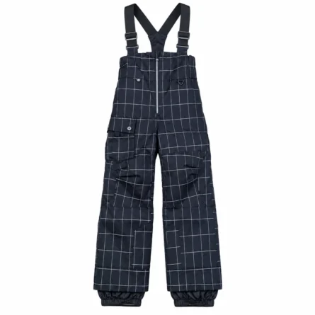 Custom Navy Blue Checkered Snow Bib