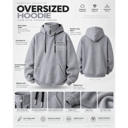 Custom Unisex Oversized Half-Zip Hoodie - Image 4
