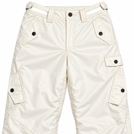 Custom White Wide-Leg Cargo Snowboarding Pants - Image 5