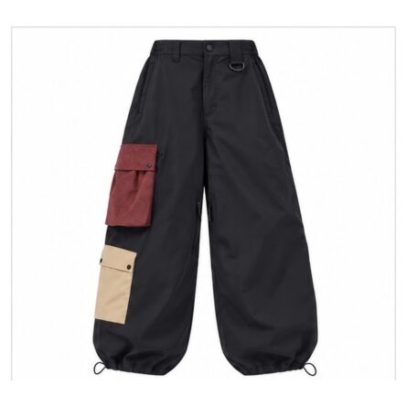 Custom Color-Block Pockets Baggy Snow Pants