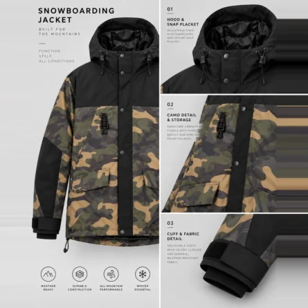 Custom Camo Snowboard Panels Jacket - Image 4
