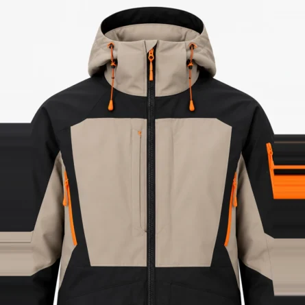 Custom Beige & Black Colorblock Ski Jacket - Image 5