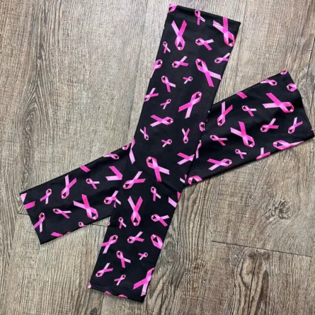 Custom Pink Ribbon Print Compression Sleeves